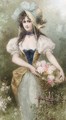 A beauty with roses in a basket - Raimund Ritter Von Brennerstein Wichera