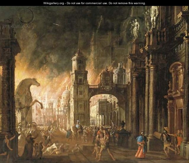 The Sack of Troy - (after) Daniel Van Heil - , the