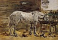 White Horse at the Feeding Trough - Eugène Boudin