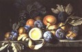 Still Life with Plums and a Peeled Lemon - Pierre Dupuis