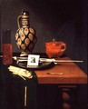 Still Life with a Stoneware Jug and Glass and Smoking Requisites - Hubert van Ravenstyn