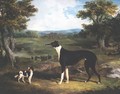Greyhound and Dog In Landscape - John Frederick Herring Snr