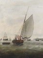 The cutter Mermaid running into the fleet anchorage at the Downs - Francis Holman