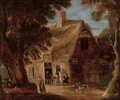 A wooded landscape with boors drinking by a cottage - (after) Joos Cornelisz. Droochsloot