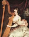 Portrait of Lady Jane Mildmay, seated three-quarter-length, in a white silk dress playing the harp - John Francis Rigaud