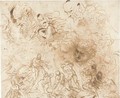 Studies for a scene of martyrdom with Christ in Glory above, and seven studies of heads - Jacopo d