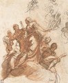 A group of figures on a cloud, with studies of other figures - Jacopo d'Antonio Negretti (see Palma Giovane)