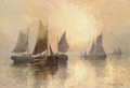 The fishing fleet at sunrise; and The fishing fleet at dusk - Joachim Van Hier
