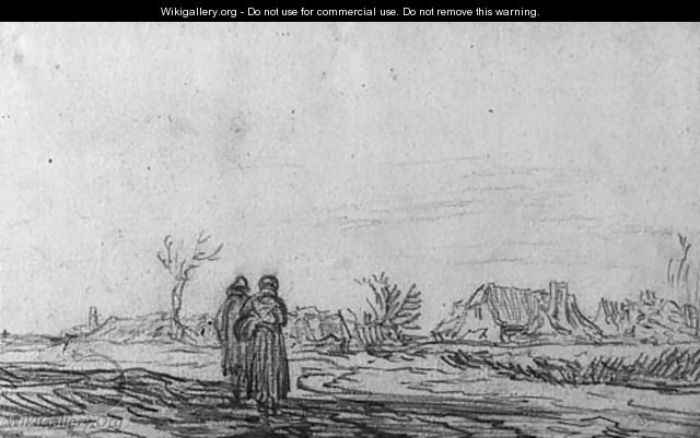 A couple approaching a village - Jan van Goyen