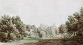 A Road Surrounded By Woodland In An Italianate Landscape - William Taverner