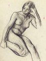 Female Nude With Right Leg Drawn Up - Roderic O