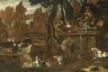 A Hunting Still Life With A Hare, A Cockerel, Partridges, Pigeons, In A Park Setting - (after) Jan Weenix