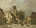 Townsfolk on a square, Ransdorp - Adrianus Eversen