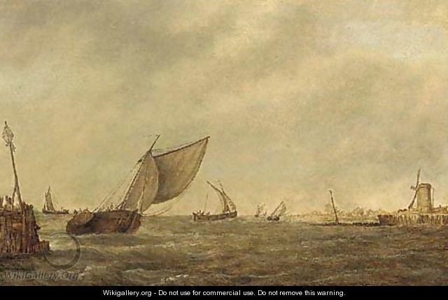 Shipping in a stiff breeze - (after) Pieter The Elder Mulier