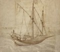An elegant galley with oars shipped - (after) Abraham Casembroot