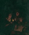 A Man And A Woman Studying A Book By Candle-light - (after) Arnold Boonen