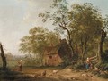 Figures And Sheep Outside A Country Cottage - (after) Patrick Nasmyth