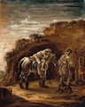 The Good Samaritan, Or A Traveller Resting On His Horse In A Landscape, En Grisaille - Cornelis Verbeeck