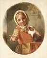 Portrait Of A Girl With A Guinea Pig - Jan Adam Janszoon Kruseman