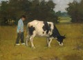 A Farmer With His Cow In The Meadow - Anton Mauve