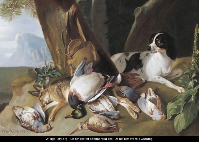 Hunting Still Life With Game Birds And Zette, The Hound - Claude Francois Desportes