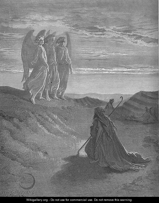 Abraham Entertains Three Strangers - Gustave Dore - WikiGallery.org ...