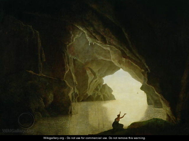 A Grotto in the Gulf of Salernum, with the figure of Julia, banished ...