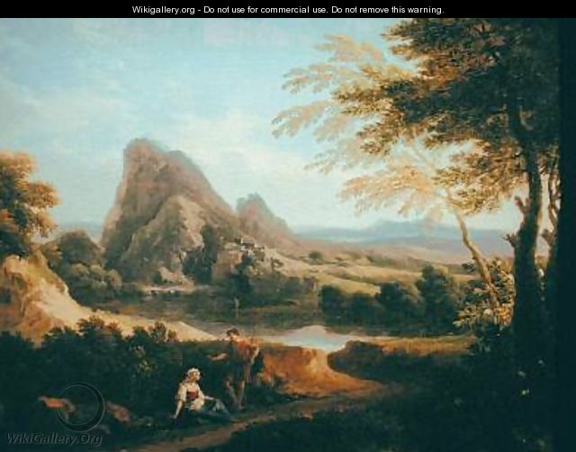 Landscape with a Distant Waterfall - Andrea Locatelli - WikiGallery.org ...