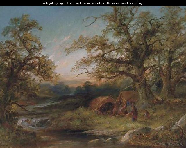 A gypsy encampment at dusk - (after) Frederick Henry Henshaw ...