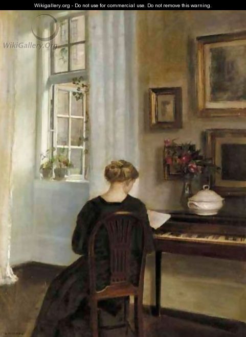 A Girl Reading Beside An Open Window - Carl Vilhelm Holsoe ...