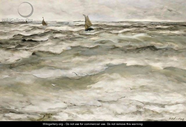 Fishing Boats At Sea 2 - Hendrik Willem Mesdag - WikiGallery.org, the ...