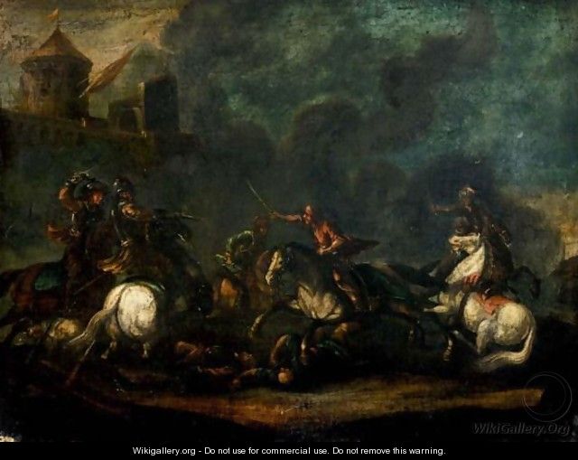 A Cavalry Skirmish On The Outskirts Of A Village - (after) Jacques ...