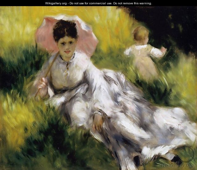 Woman With Parasol - Pierre Auguste Renoir - WikiGallery.org, the ...