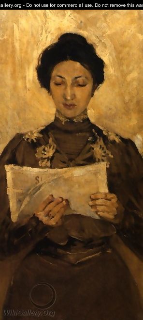 Portrait of a Woman Reading a Newspaper - Stanislaw Debicki
