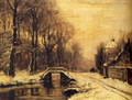 A Snowcovered Forest With A Bridge Across A Stream - Louis Apol