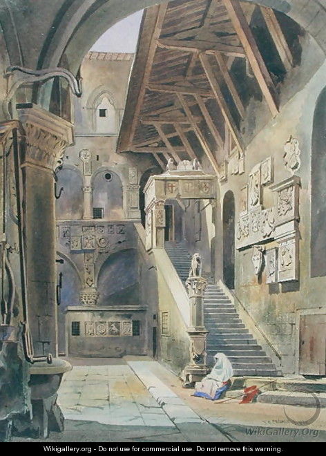 Court of the Bargello, Florence, 1839 - Thomas Hartley Cromek
