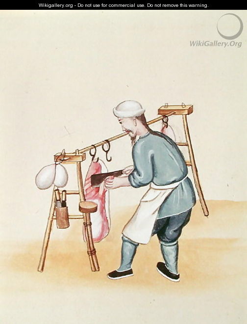The Meat Seller, from a book on the street calls of Peking, c.1785 - Anonymous Artist