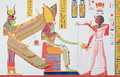 Ramesses IV (1153-1147 BC) offering incense to Isis and Amon-Re, seated on a throne, copy of a wall painting from his tomb in the Valley of the Kings, plate 260 from 'Monuments d'Egypte' - Jean Francois Champollion