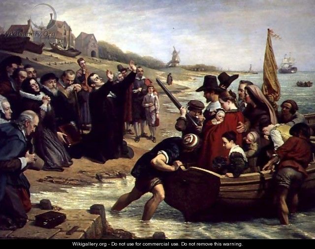Download The Pilgrim Fathers: Departure of a Puritan Family for New England, 1856 - Charles West Cope ...