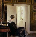A woman seated near a door - Carl Vilhelm Holsoe - WikiGallery.org, the ...