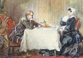 Alfred de Musset 1810-57 and George Sand 1804-76 at the Table - Eugene Louis Lami