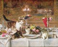 Kittens at a banquet - Louis Eugene Lambert