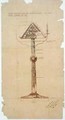 Design for Ebony Lectern inlaid with Bone and Silver for St Andrews Church - Ernest William Gimson
