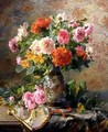 Vase of Flowers and a Fan - Pierre Garnier