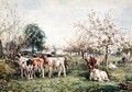 Calves in a Cherry Orchard - Mark Fisher