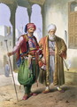 A Janissary and a Merchant in Cairo, illustration from The Valley of the Nile, engraved by Charles Bour 1814-81 pub. by Lemercier, 1848 - Emile Prisse d'Avennes