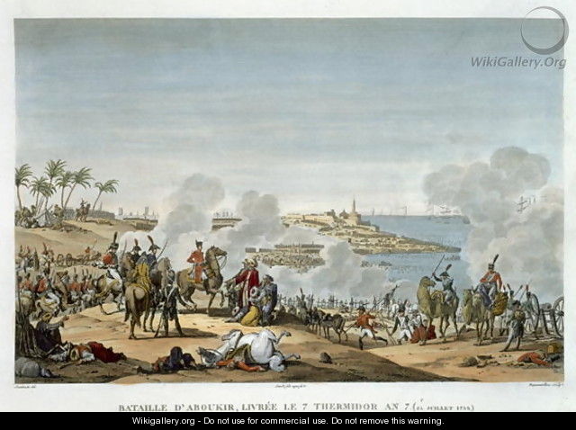 The Battle of Aboukir, 7 Thermidor, Year 7 25 July 1799 engraved by Louis Francois Couche 1782-1849 - (after) Swebach, Jacques Francois Joseph