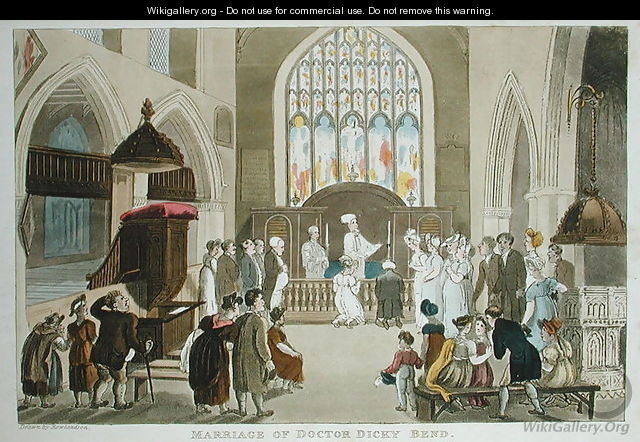 Marriage of Doctor Dicky Bend, from The Tour of Dr Syntax in search of the Picturesque, by William Combe, published 1812 - Thomas Rowlandson