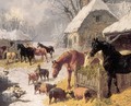Horses and Pigs in Winter - John Frederick Herring, Jnr.
