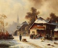 Village scene in winter - Anton Doll